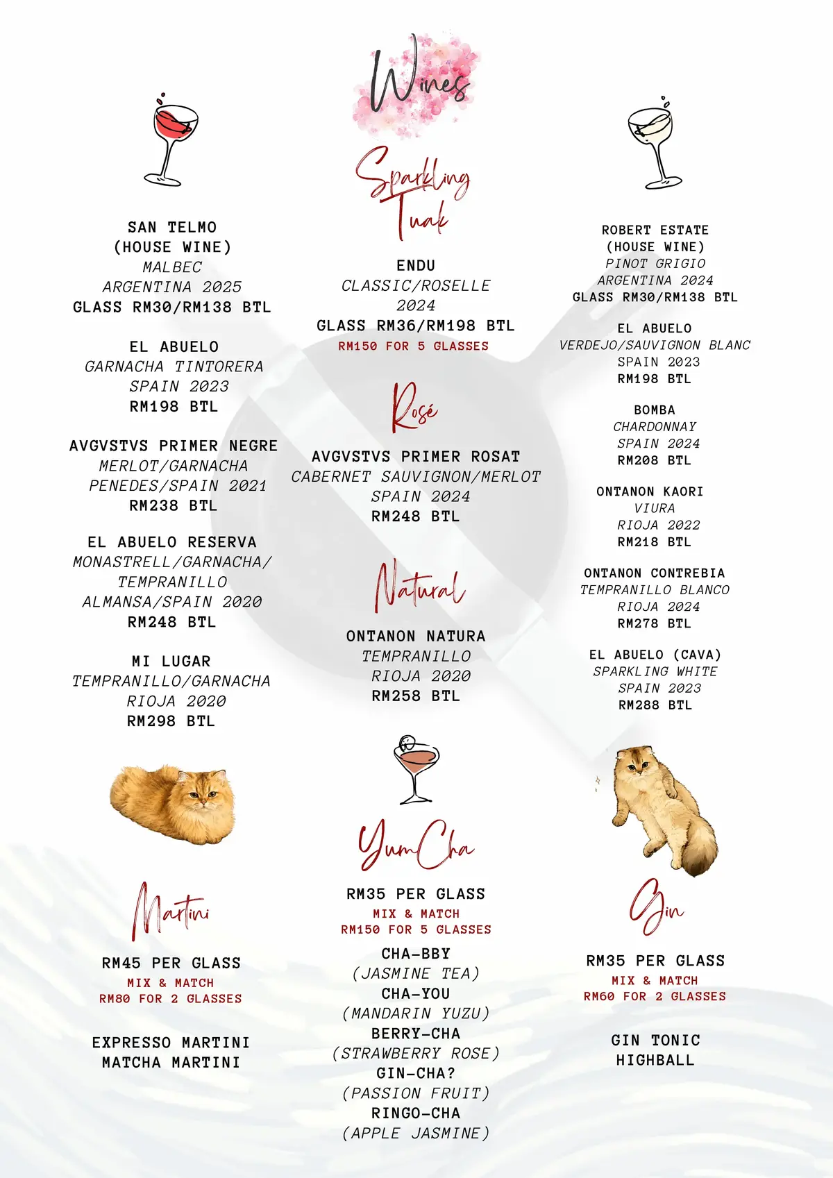 La Stellar Maison Seasonal Menu Page 4 - Beer, Red and White Wines, Tuak, Martini, Yum Cha and Gin in Bangsar