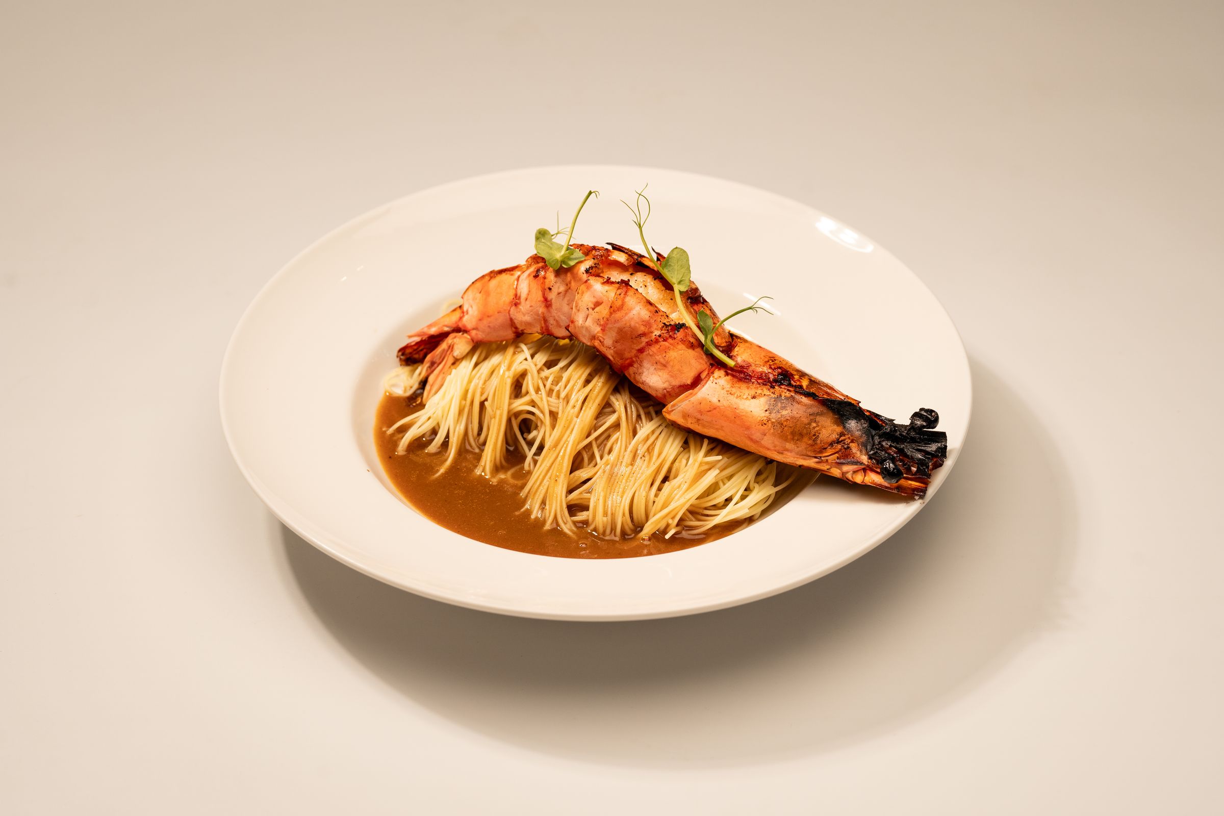 Handmade Prawn Bisque Pasta with tiger prawns in rich bisque broth at La Stellar Maison in Bangsar