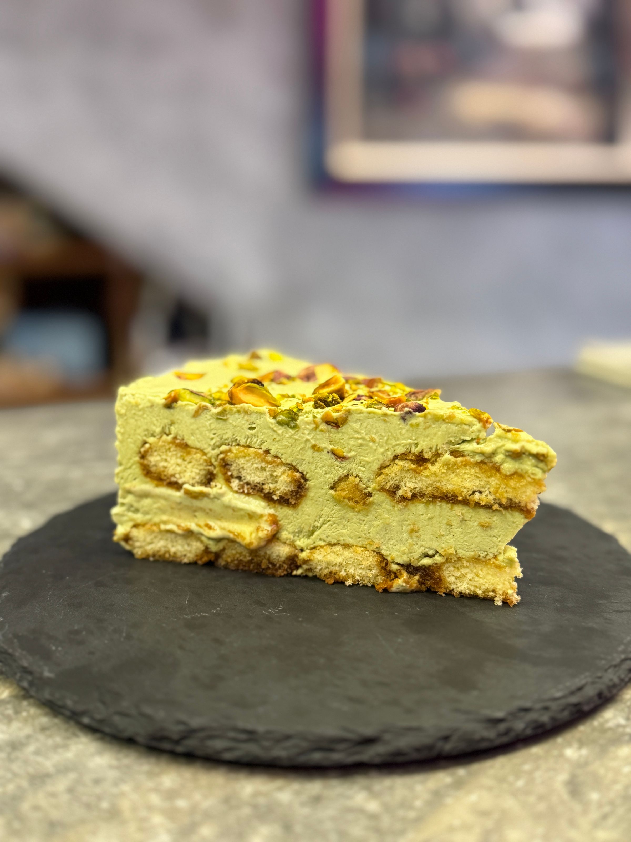 Specialty Pistachio Tiramisu infused with premium Italian pistachio paste at La Stellar Maison in Bangsar